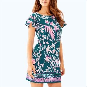 COPY - Lilly Pulitzer Pink and Green Sheath Dress with Flutter Sleeves